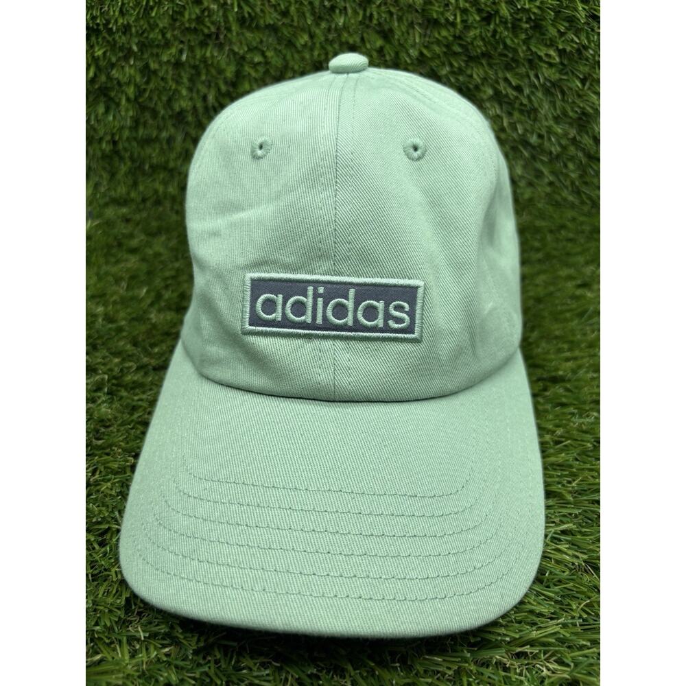 Adidas Hat Cap Strap Back Mint Gray Spell Out Logo One Size Cotton Casual Dad